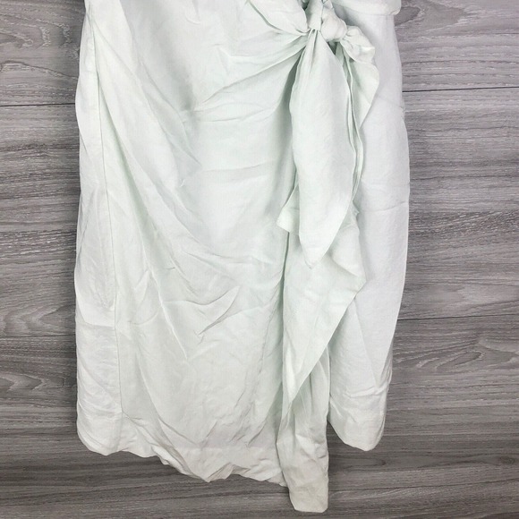 GREY JASON WU Short Dress In Light Green Size 4 $490 Deep Neckline Twill Draped - Picture 5 of 11